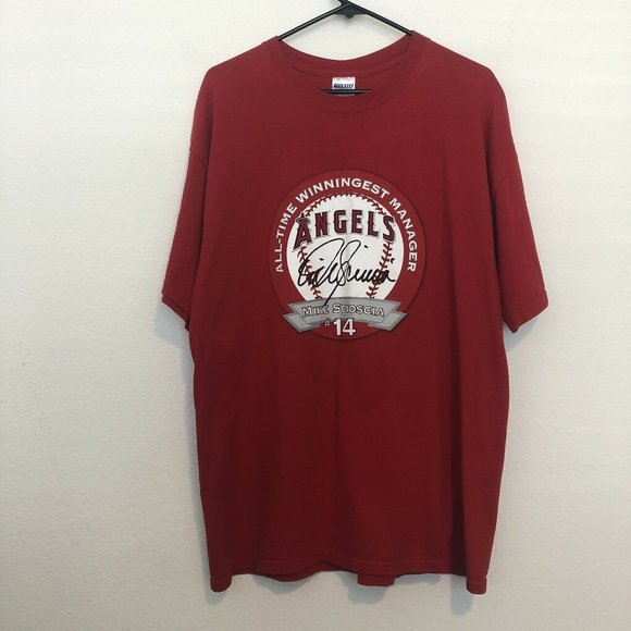 MLB Los Angeles Angels Mike Scioscia #14 All-Time Winningest Manager T-Shirt XL - Picture 2 of 10